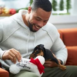 Frisco Holiday My First Christmas Bone Plush Squeaky Dog Toy -Pet Toys Store 233166 PT2. AC SS1800 V1601304755