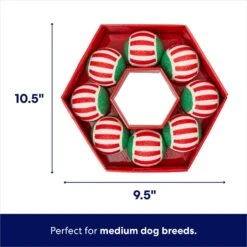 Frisco Holiday Wreath Fetch Squeaky Tennis Ball Dog Toy -Pet Toys Store 233189 PT1. AC SS1800 V1695045246