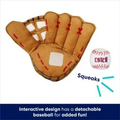Frisco Baseball Mitt & Ball Interactive Plush Squeaky Dog Toy -Pet Toys Store 252756 PT2. AC SS1800 V1686580089