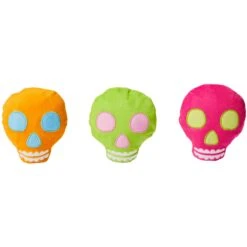 Frisco Colorful Skulls Plush Cat Toy With Catnip, 3 Count -Pet Toys Store 270325 PT2. AC SS1800 V1630350994