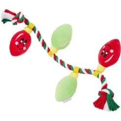 New Products 19 Frisco Holiday Lights Plush With Rope Squeaky Dog Toy