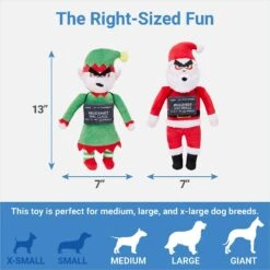 Frisco Holiday Bad Santa & Elf Plush Squeaky Dog Toy -Pet Toys Store 287223 PT1. AC SS1800 V1637705015