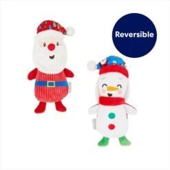 Frisco Holiday Santa & Snowman Reversible Plush Squeaky Dog Toy -Pet Toys Store 287263 PT2. AC SS1800 V1694812848