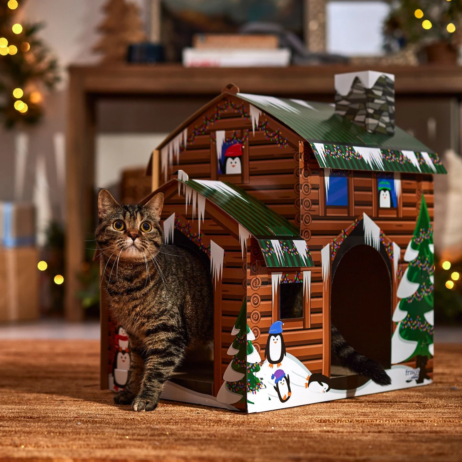 Frisco Holiday Log Cabin Cardboard Cat House 7 Frisco Holiday Log Cabin Cardboard Cat House - Image 5