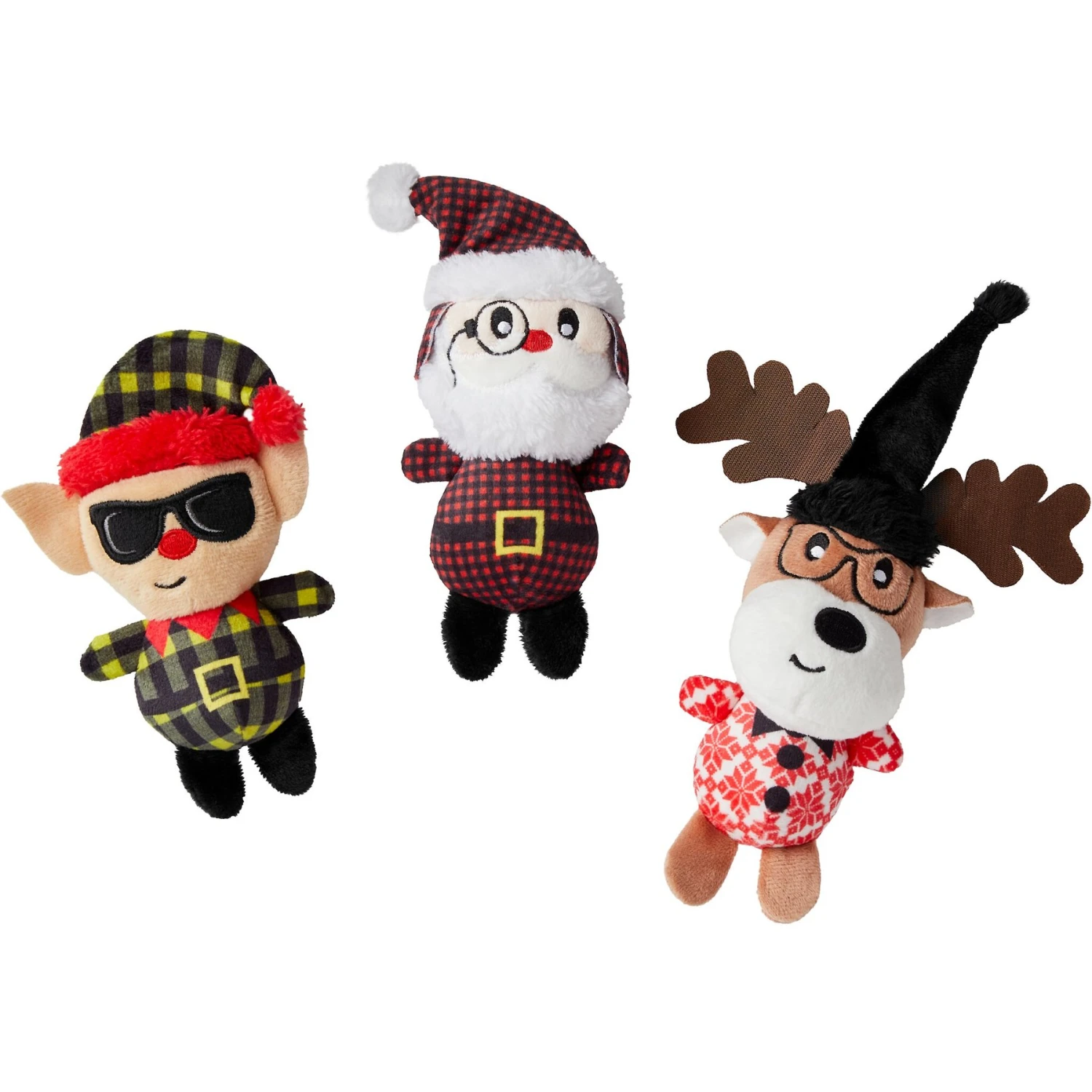 Frisco Holiday Hipster Santa & Friends Plush Cat Toy With Catnip, 3 Count 3 Frisco Holiday Hipster Santa & Friends Plush Cat Toy With Catnip, 3 Count