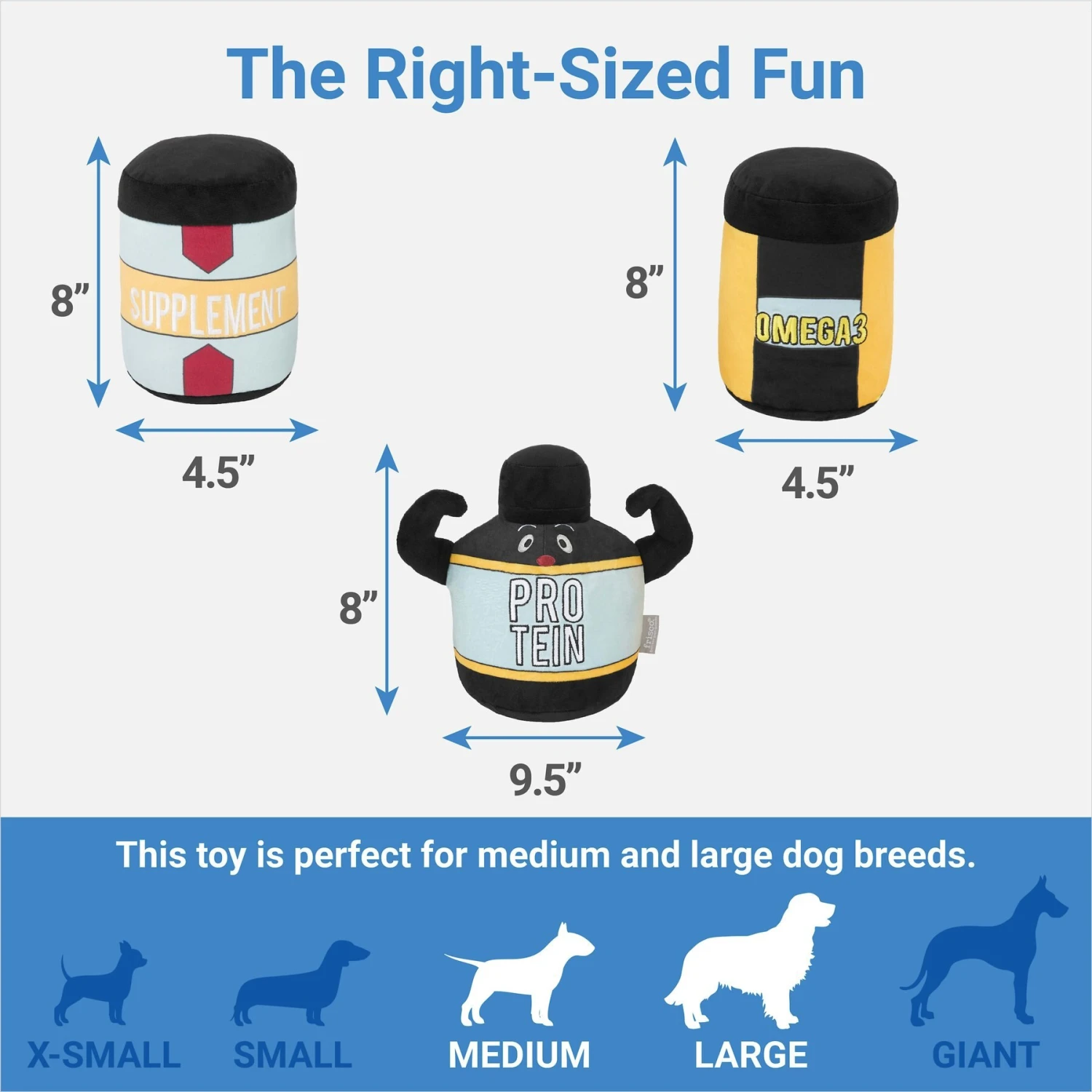 Frisco New Year, New Me Protein Powder Plush Squeaky Dog Toy 4 Frisco New Year, New Me Protein Powder Plush Squeaky Dog Toy - Image 2