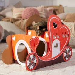 Frisco Valentine Love Carriage Cardboard Cat House, 2-Story -Pet Toys Store 301565 PT4. AC SS1800 V1701364873