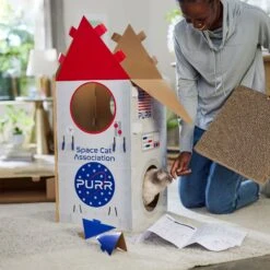 Frisco Spaceship Cardboard Cat House, 2-Story -Pet Toys Store 317721 PT3. AC SS1800 V1688677248