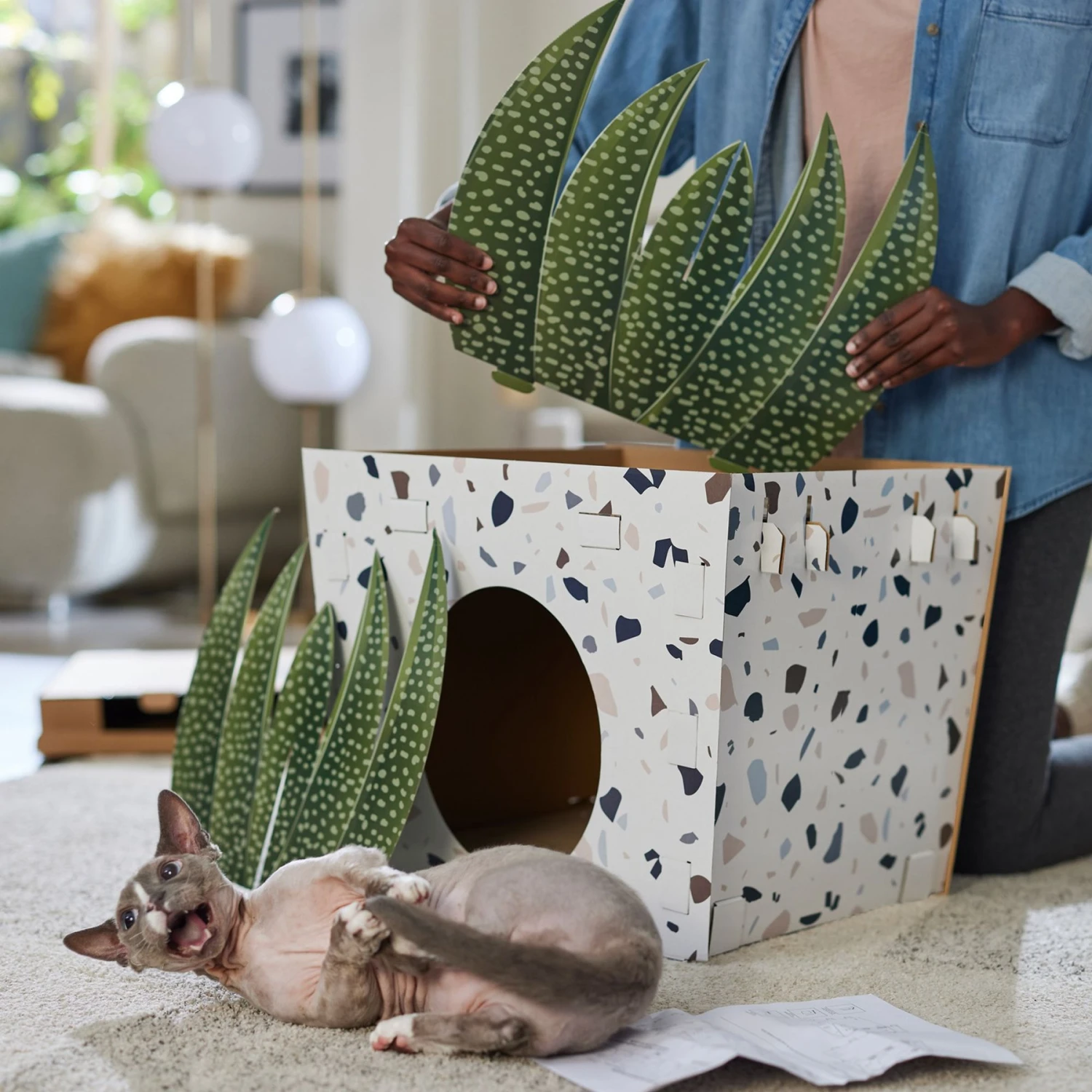 Frisco Potted Succulent Cardboard Cat House 6 Frisco Potted Succulent Cardboard Cat House - Image 4
