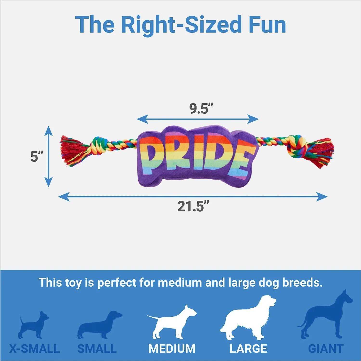 Frisco Pride Plush With Rope Squeaky Dog Toy 4 Frisco Pride Plush With Rope Squeaky Dog Toy - Image 2