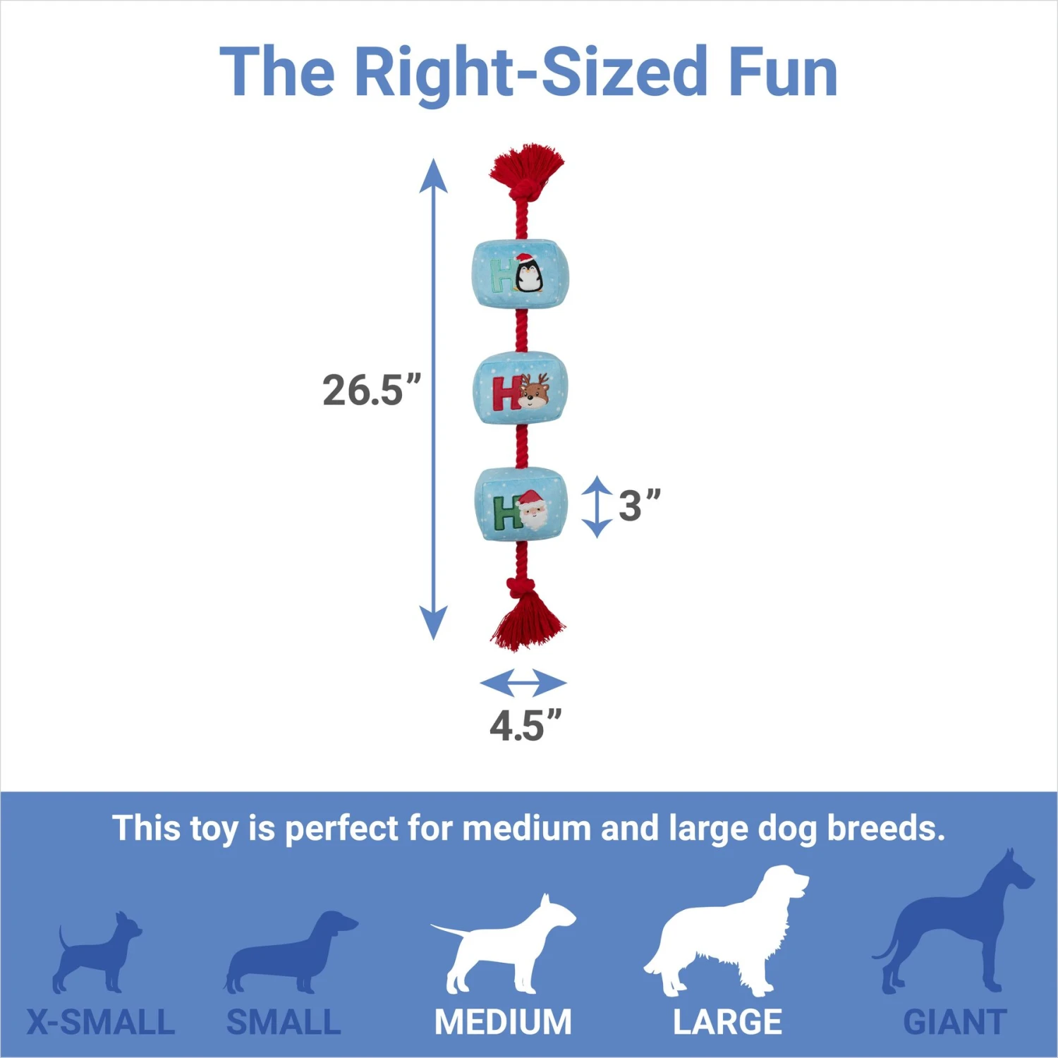 Frisco Holiday Ho Ho Ho Plush With Rope Squeaky Dog Toy 4 Frisco Holiday Ho Ho Ho Plush With Rope Squeaky Dog Toy - Image 2