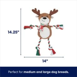 Frisco Holiday Reindeer Plush With Rope Squeaky Dog Toy & Frisco Holiday Lights Plush With Rope Squeaky Dog Toy -Pet Toys Store 986134 PT2. AC SS1800 V1698346274