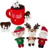 Frisco Holiday Santa's Helpers Plush Squeaky Dog Toy, 3 Count & Frisco Holiday Hot Cocoa Hide & Seek Puzzle Plush Squeaky Dog Toy -Pet Toys Store 986230 MAIN. AC SS1800 V1698258405