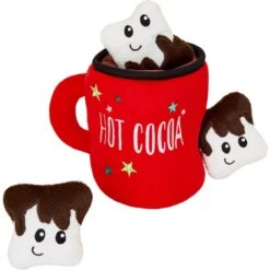 Frisco Holiday Santa's Helpers Plush Squeaky Dog Toy, 3 Count & Frisco Holiday Hot Cocoa Hide & Seek Puzzle Plush Squeaky Dog Toy -Pet Toys Store 986230 PT5. AC SS1800 V1698258115