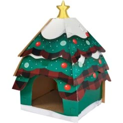 Frisco Holiday Log Cabin Cardboard Cat House & Frisco Holiday Christmas Tree Cardboard Cat House -Pet Toys Store 986238 PT5. AC SS1800 V1698257734